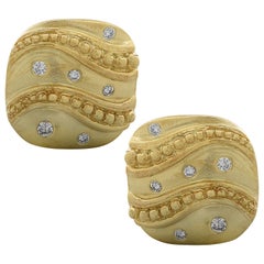 18 Karat Yellow Gold and Diamond Earrings