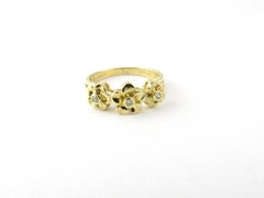 18 Karat Yellow Gold and Diamond Flower Ring