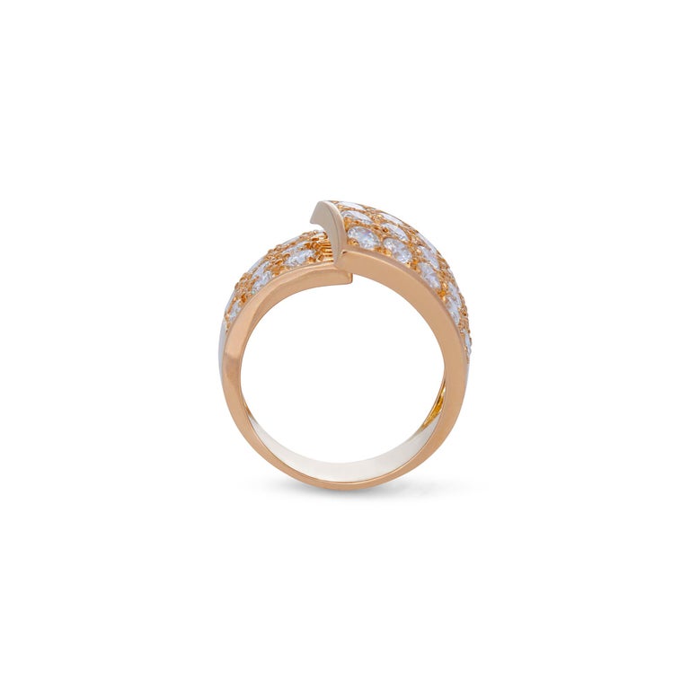 18 Karat Yellow Gold and Diamond Foldover Ring For Sale at 1stDibs