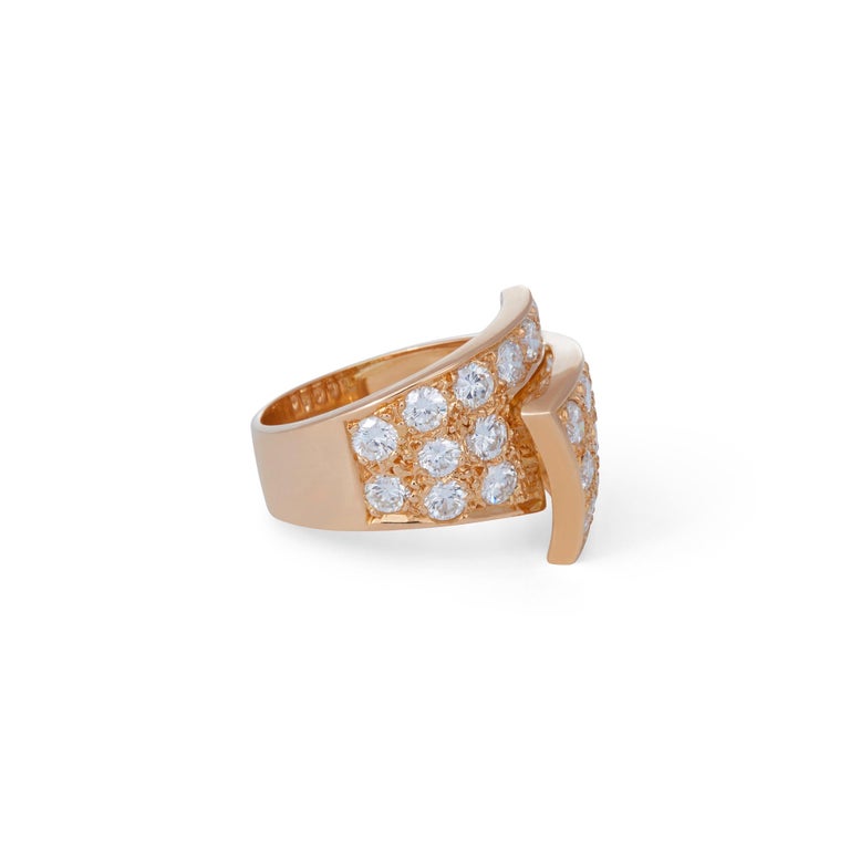 18 Karat Yellow Gold and Diamond Foldover Ring For Sale at 1stDibs