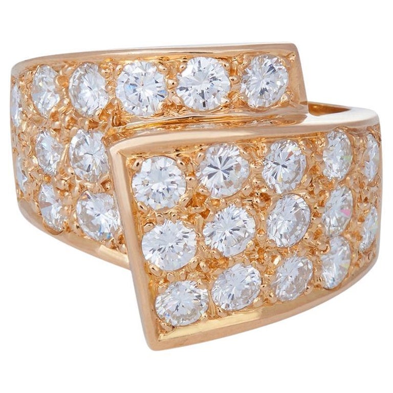 18 Karat Yellow Gold and Diamond Foldover Ring For Sale at 1stDibs