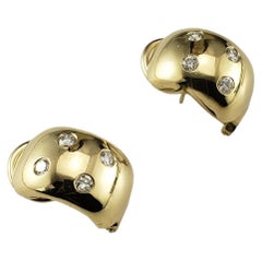 Pendientes de medio aro de oro amarillo de 18 quilates y diamantes #18814