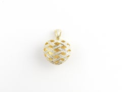 18 Karat Yellow Gold and Diamond Heart Pendant