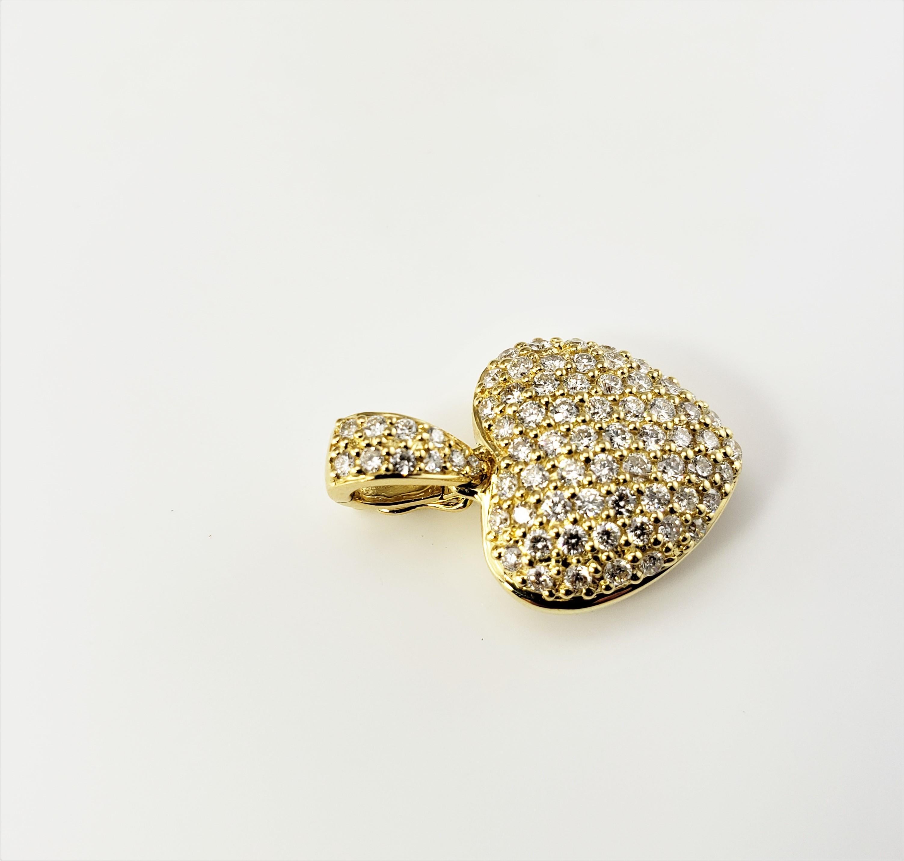 Brilliant Cut 18 Karat Yellow Gold and Diamond Heart Pendant For Sale