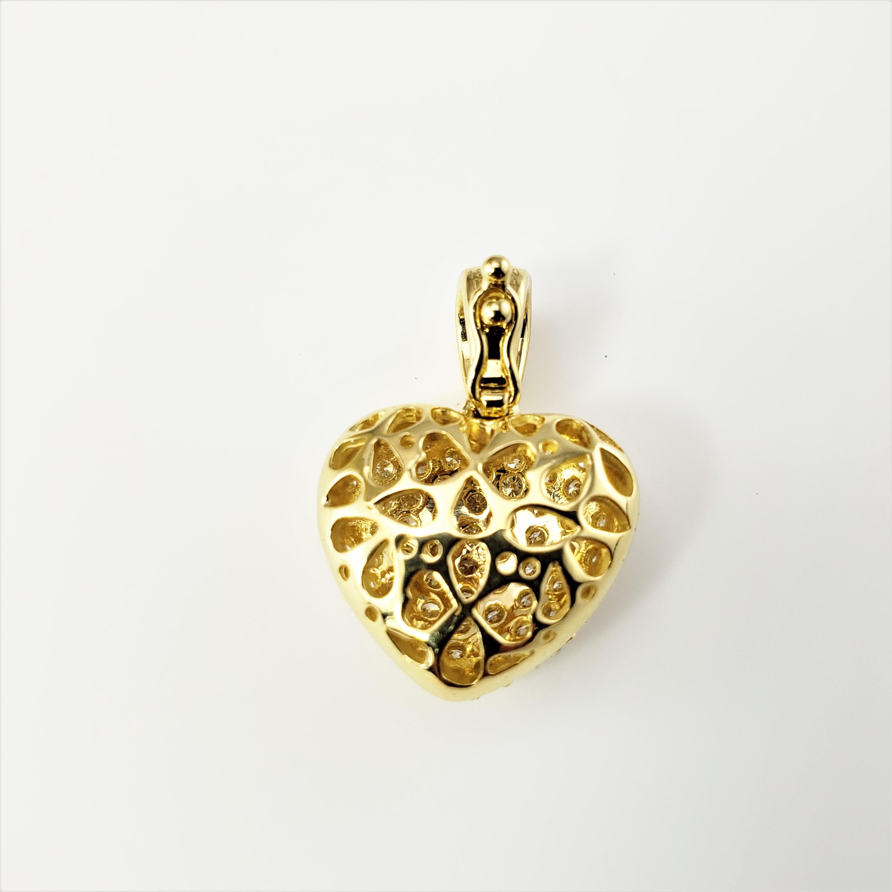 Women's 18 Karat Yellow Gold and Diamond Heart Pendant For Sale