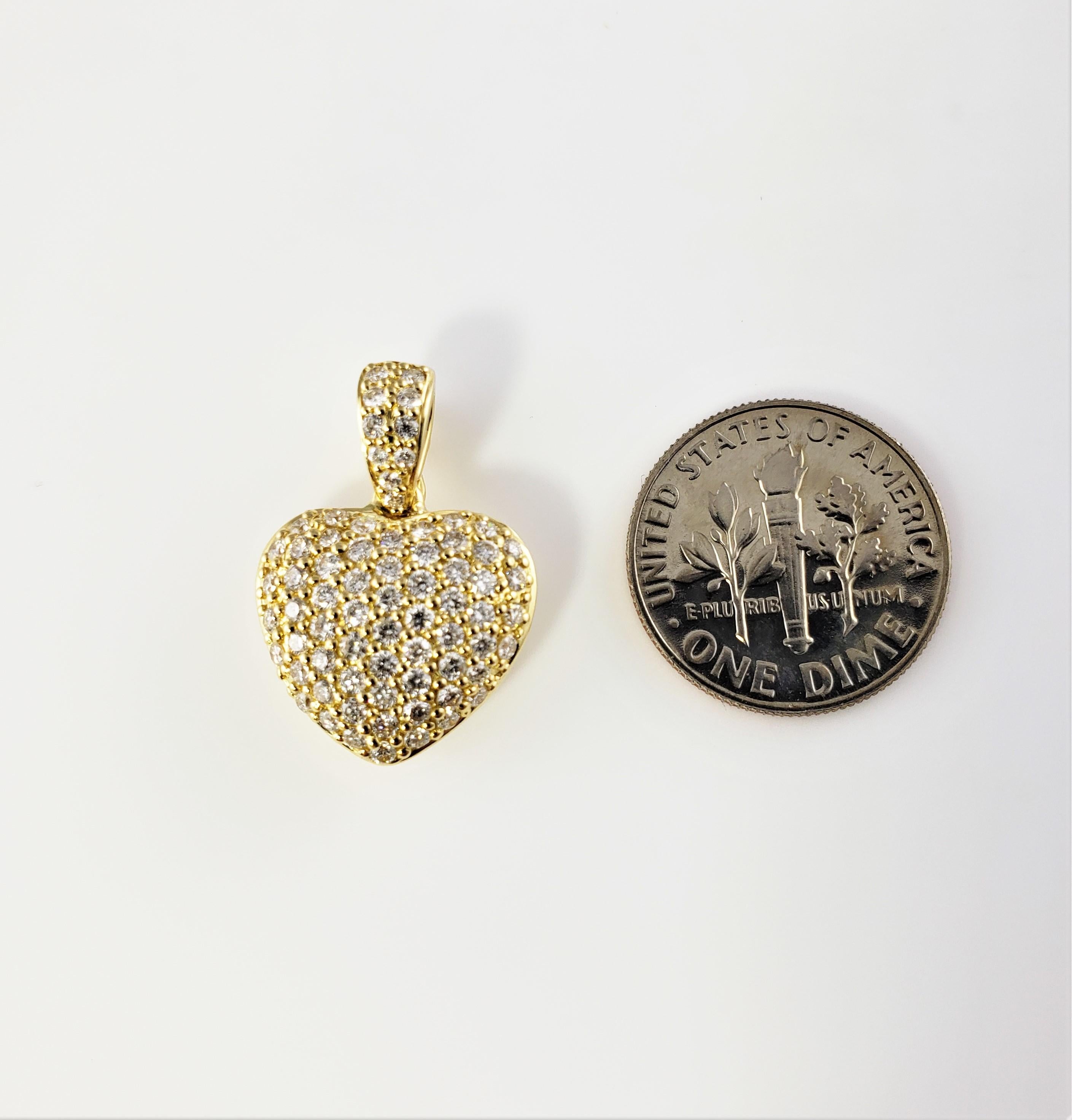 18 Karat Yellow Gold and Diamond Heart Pendant For Sale 1