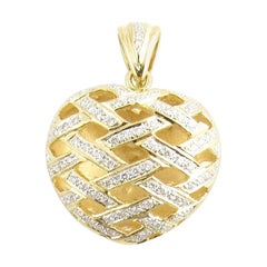 18 Karat Yellow Gold and Diamond Heart Pendant