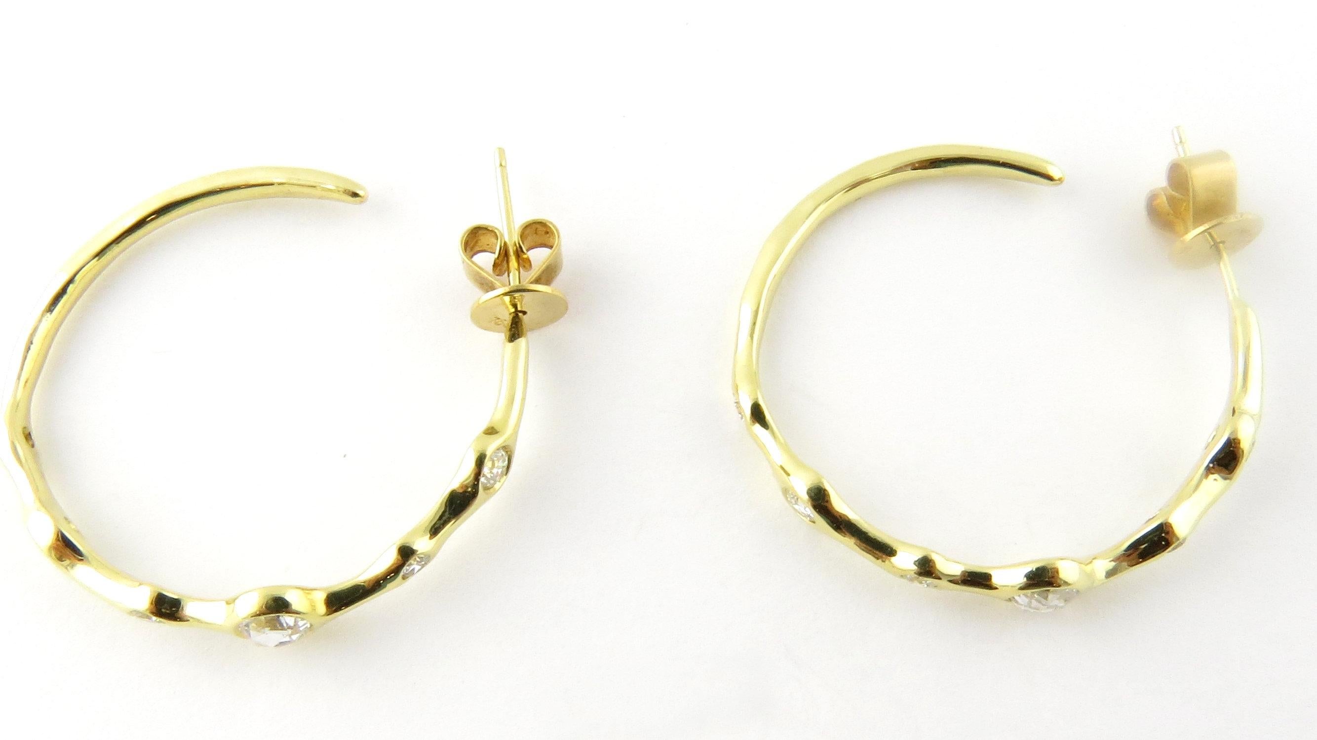 Women's 18 Karat Yellow Gold and Diamond Hoop Earrings
