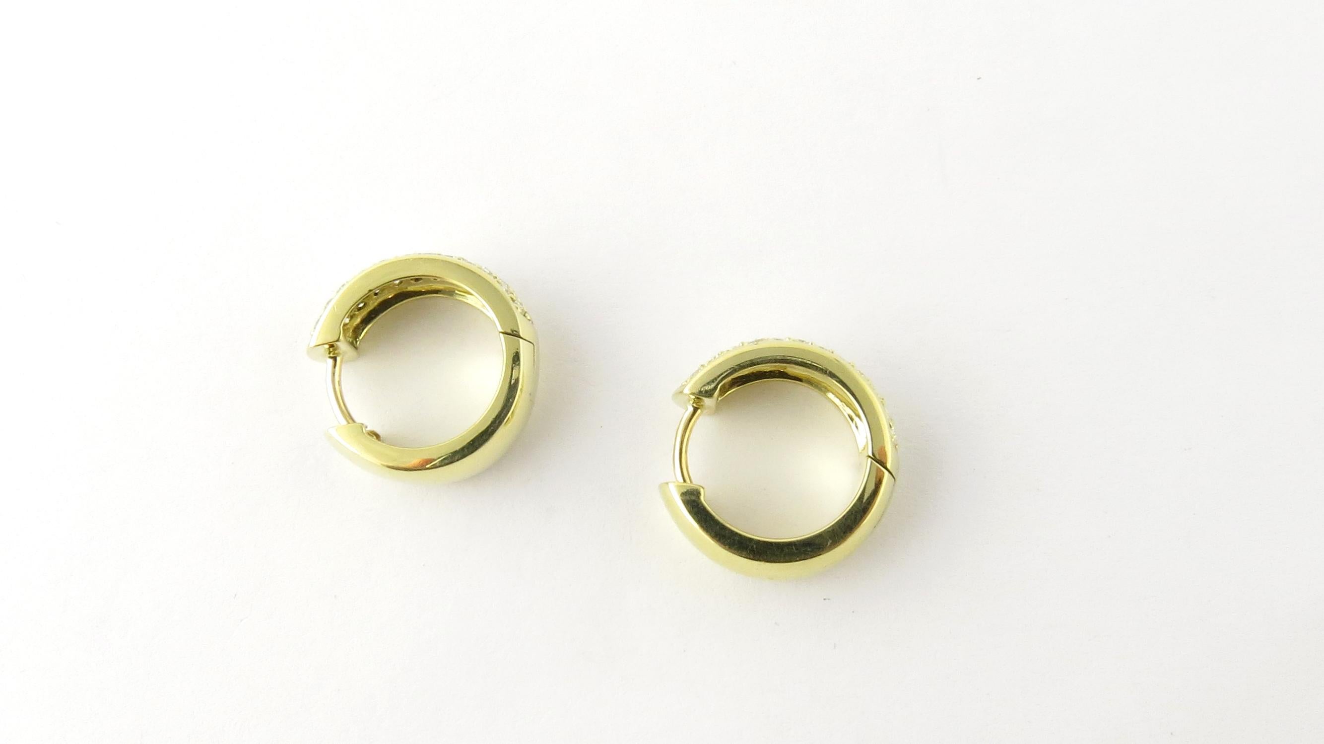 18 Karat Yellow Gold and Diamond Huggie Earrings 2