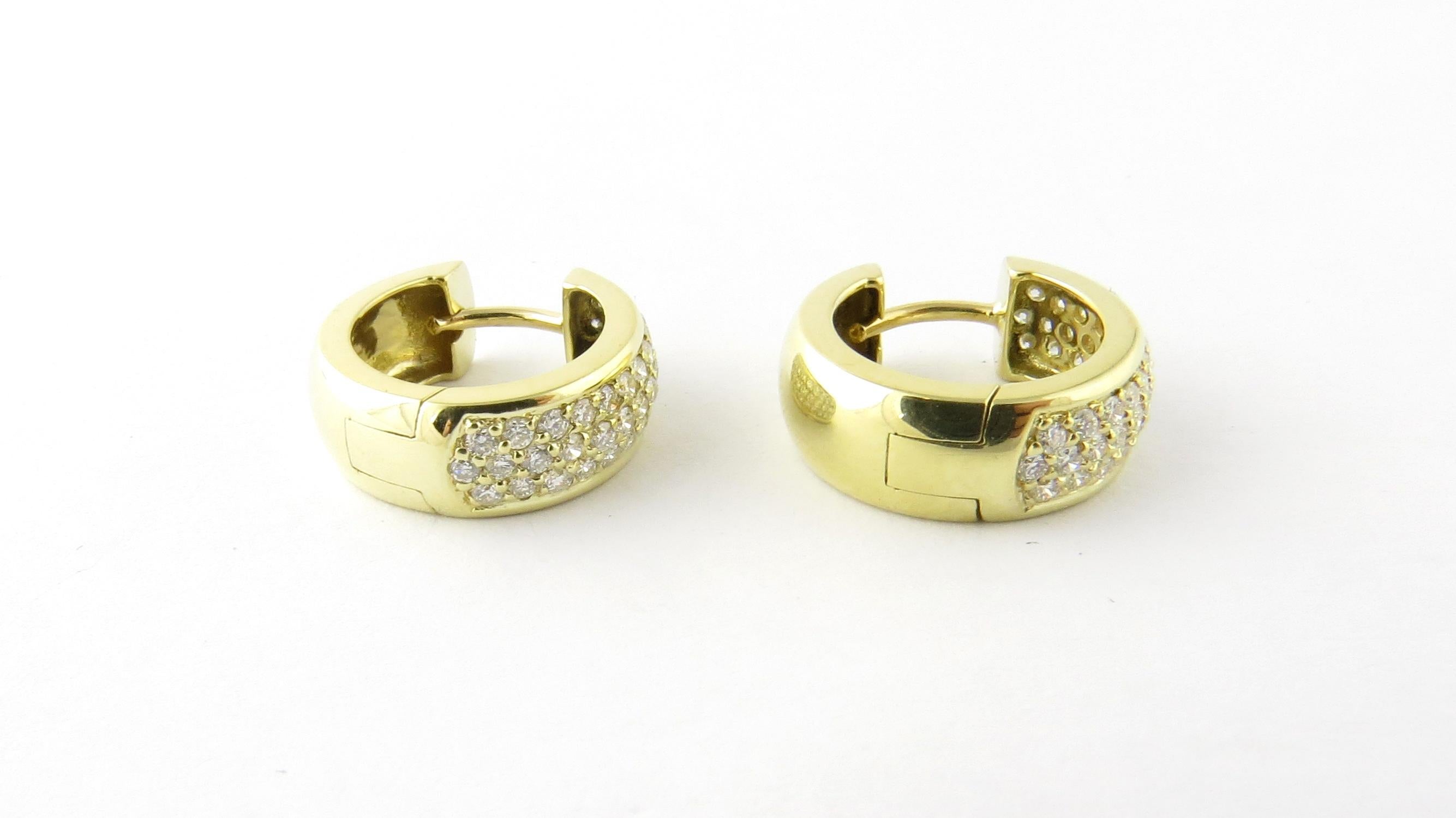 18 Karat Yellow Gold and Diamond Huggie Earrings 3