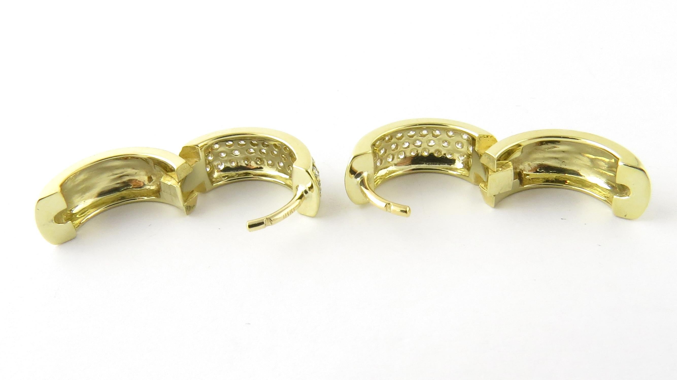 18 Karat Yellow Gold and Diamond Huggie Earrings 5