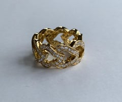 18 Karat Yellow Gold and Diamond Kashmir Chain Ring