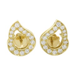 18 Karat Yellow Gold and Diamond Kashmir Earrings