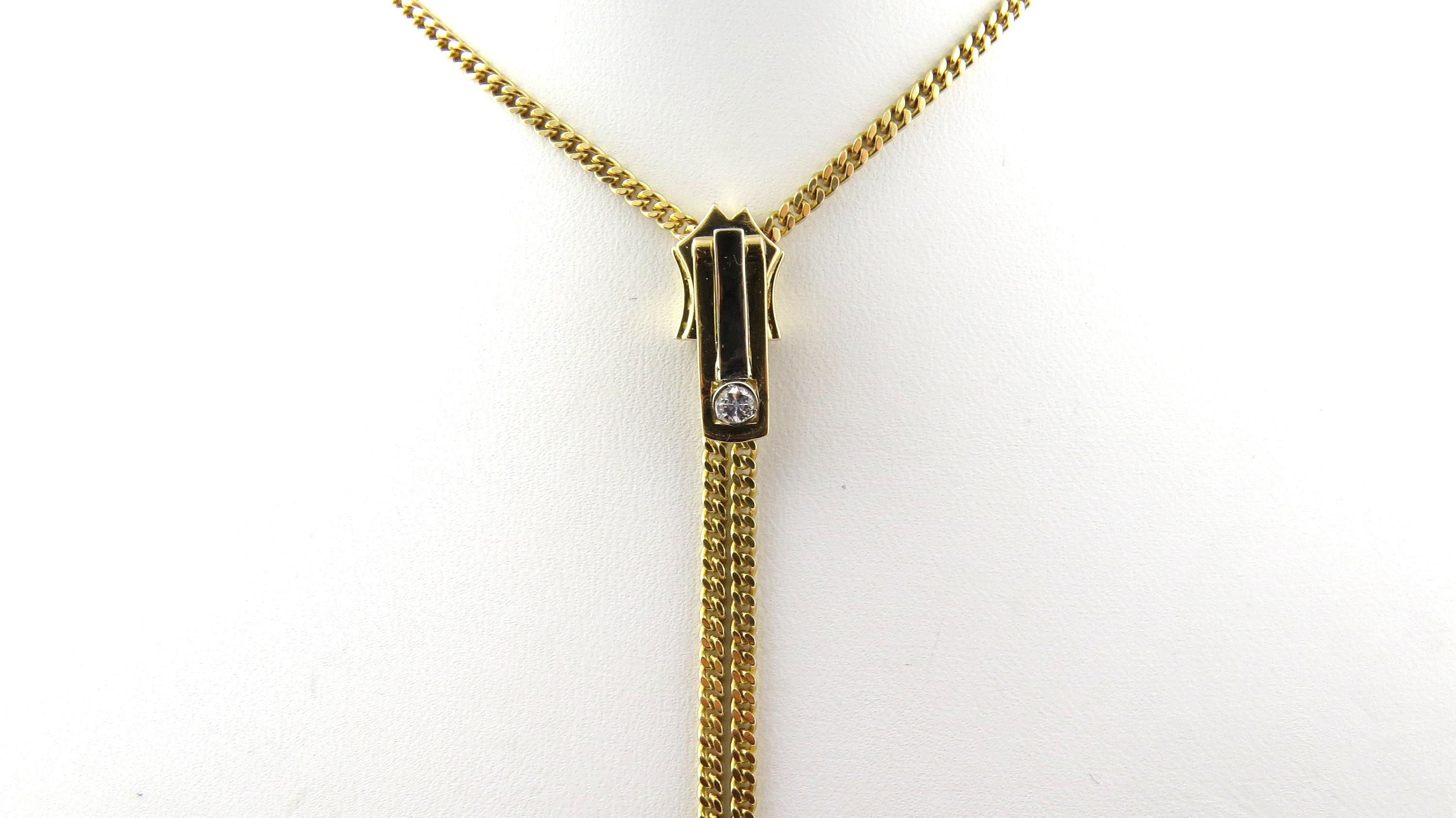18 Karat Yellow Gold and Diamond Lariat Zipper Necklace 1