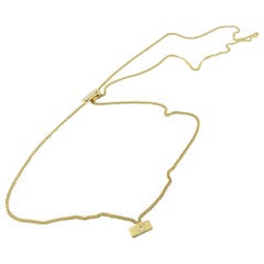 18 Karat Yellow Gold and Diamond Lariat Zipper Necklace