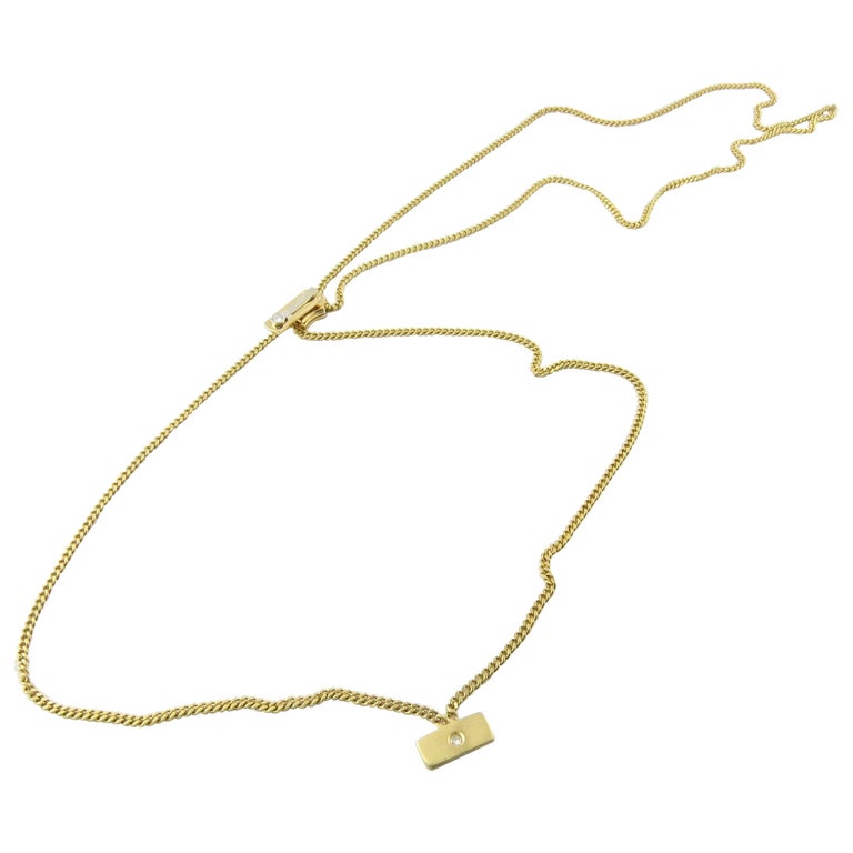 18 Karat Yellow Gold and Diamond Lariat Zipper Necklace at 1stDibs