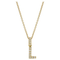 18 Karat Yellow Gold and Diamond Letter 'L' Pendant
