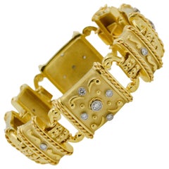 18 Karat Yellow Gold and Diamond Linked Bracelet