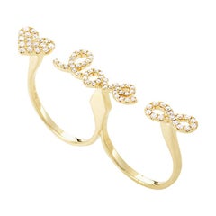 18 Karat Yellow Gold and Diamond "Love" 2 Finger Ring KO19451RZZ