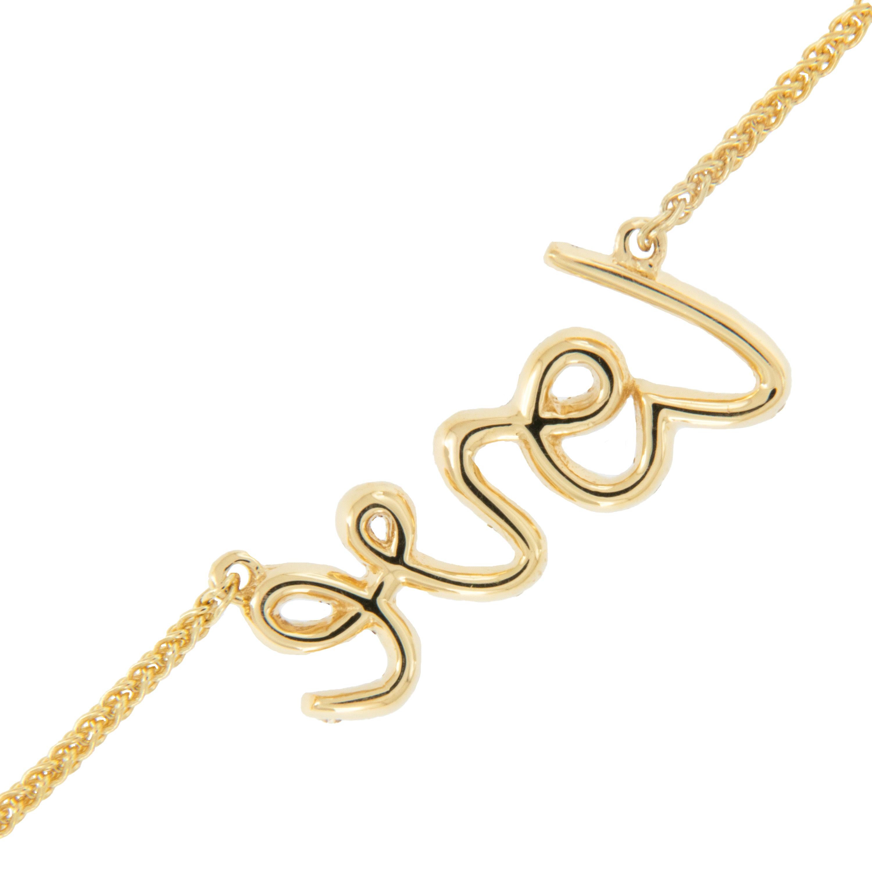 Valentines 18 Karat Gelbgold und Diamant LOVE Halskette (Rundschliff) im Angebot