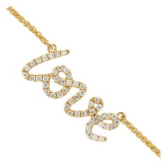 Collar LOVE de oro amarillo de 18 quilates y diamantes para San Valentín