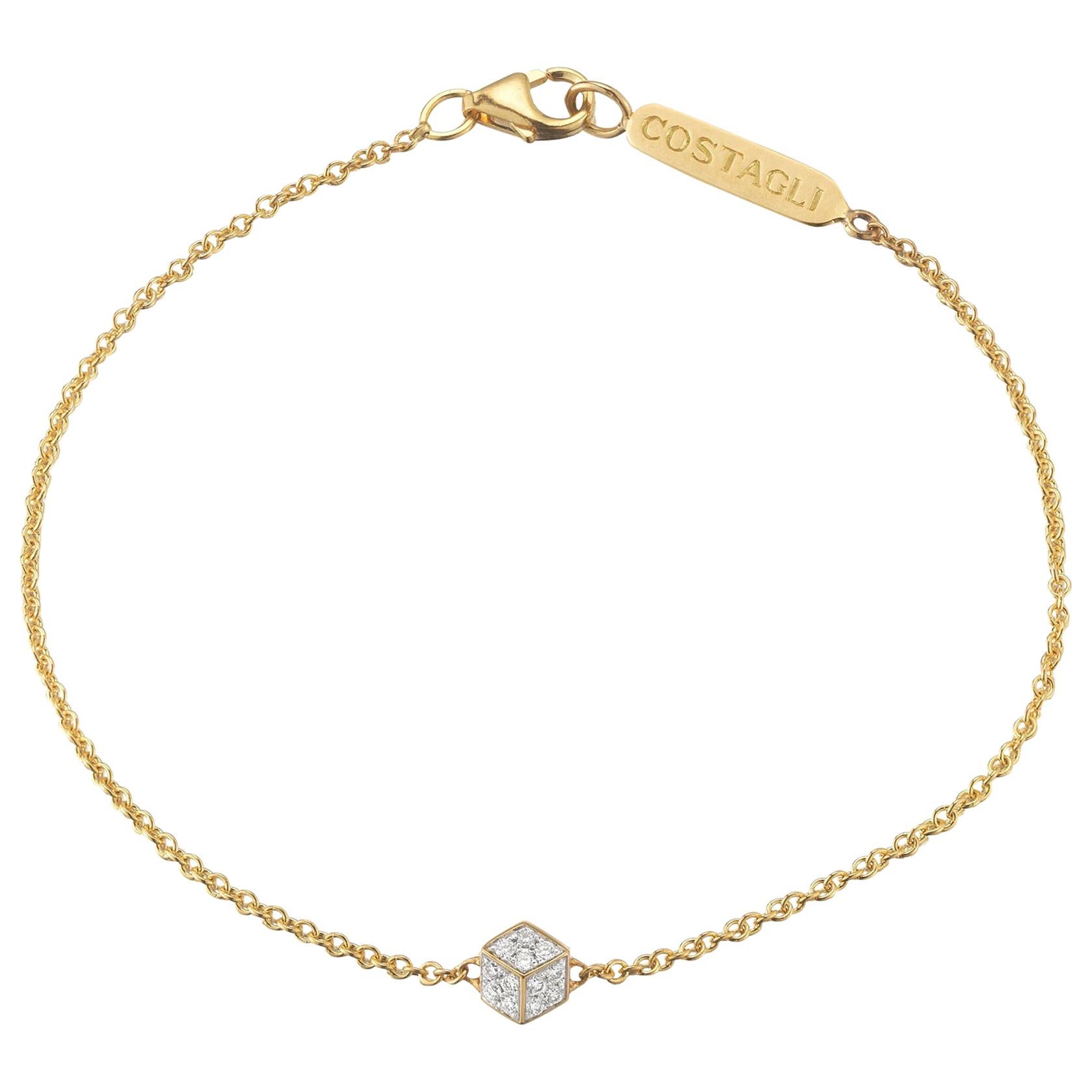 18 Karat Yellow Gold and Diamond Natalie Bracelet For Sale