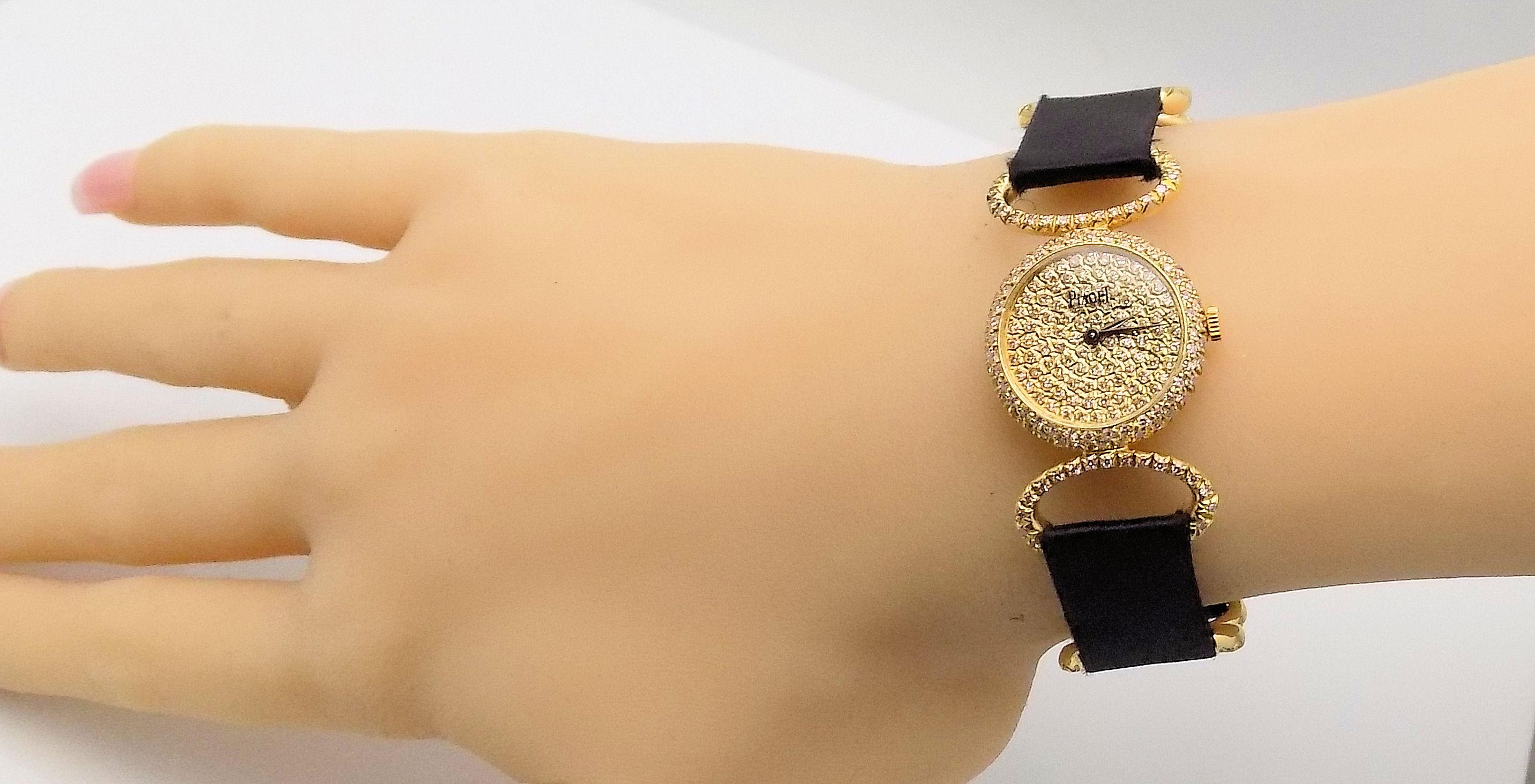 18 Karat Yellow Gold and Diamond Piaget Wristwatch For Sale 5