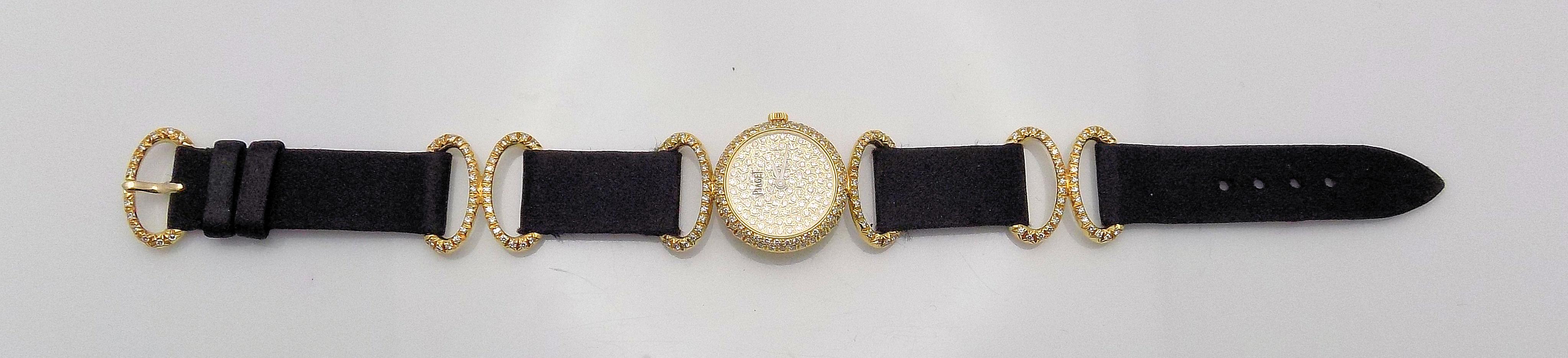 Women's 18 Karat Yellow Gold and Diamond Piaget Wristwatch For Sale