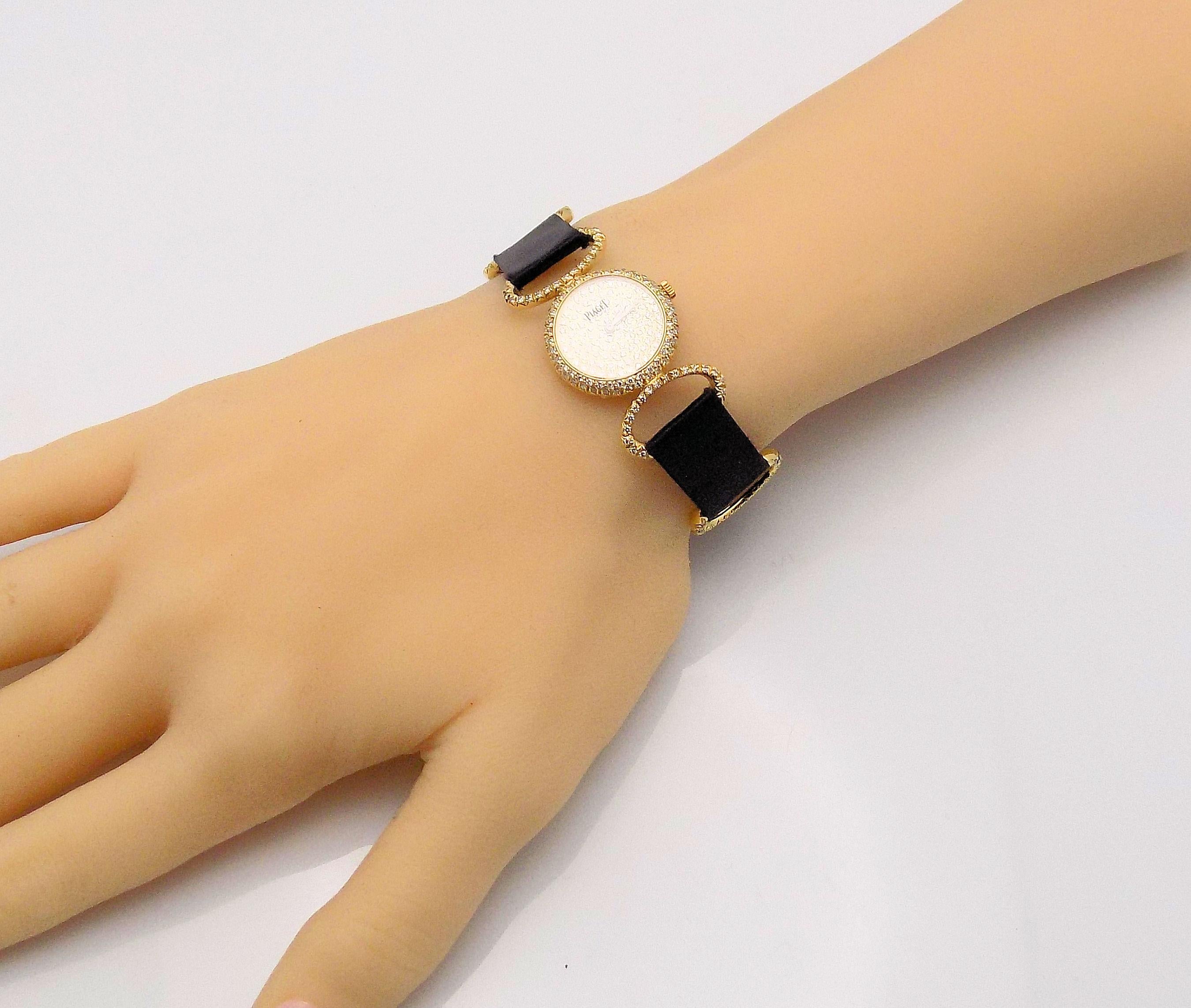18 Karat Yellow Gold and Diamond Piaget Wristwatch For Sale 3