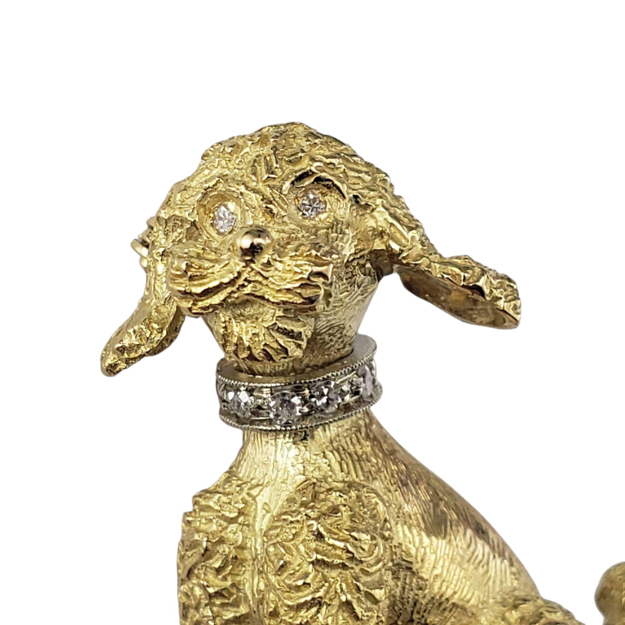 Taglio brillante Spilla/spilla a forma di barboncino in oro giallo 18 carati e diamanti #21971 in vendita