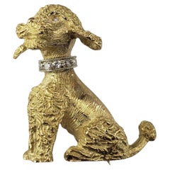 18 Karat Yellow Gold and Diamond Poodle Brooch/Pin #21971