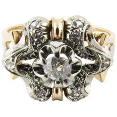 18 Karat Yellow and White Gold and Diamond Ring 18 Karat Yellow and White Gold and Diamond Ring