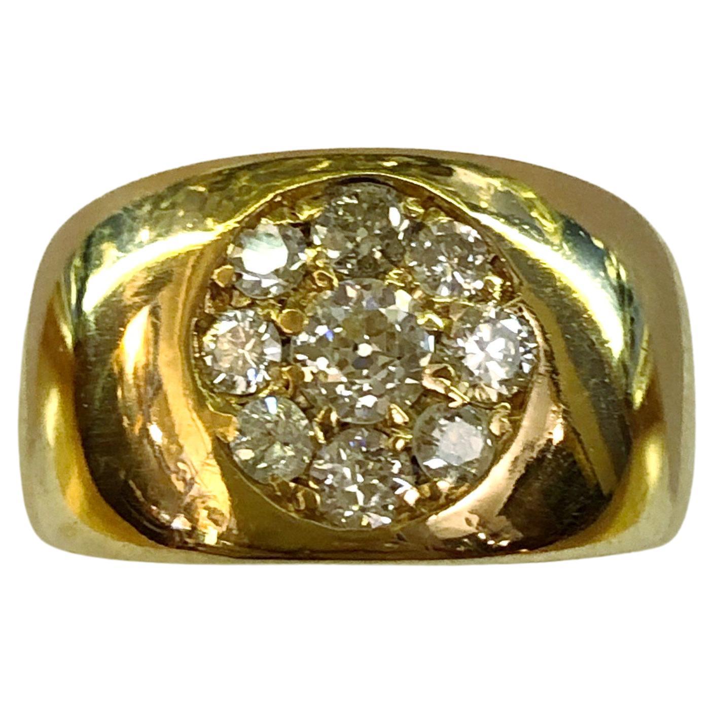 18 Karat Yellow Gold and Diamond Ring