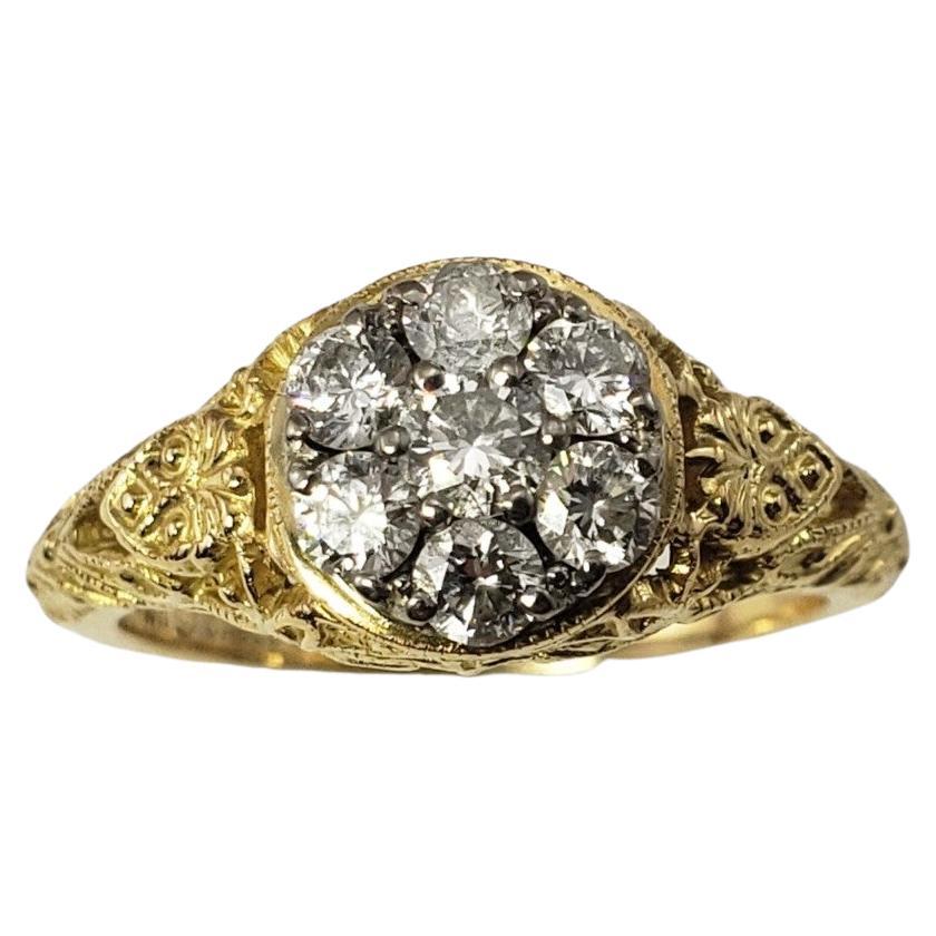 18 Karat Yellow Gold and Diamond Ring Size 5.5 For Sale