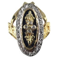 18 Karat Yellow Gold and Diamond Ring Size 8