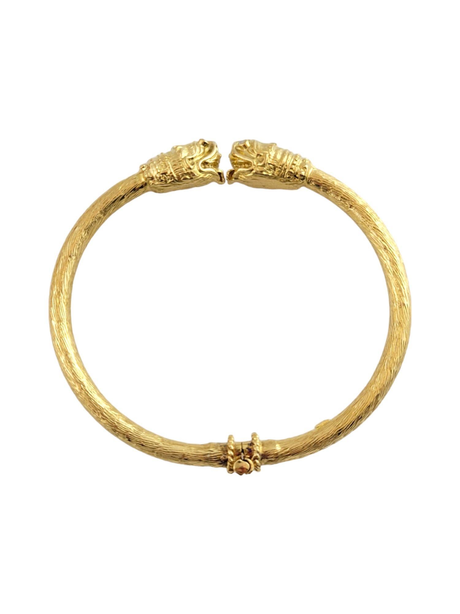 Women's 18 Karat Yellow Gold and Diamond Serpent Head Bangle Bracelet For Sale