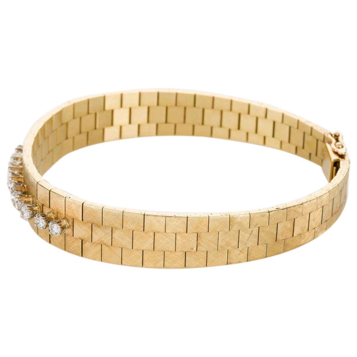 18 Karat Yellow Gold and Diamond Set Watch Strap Bracelet 2