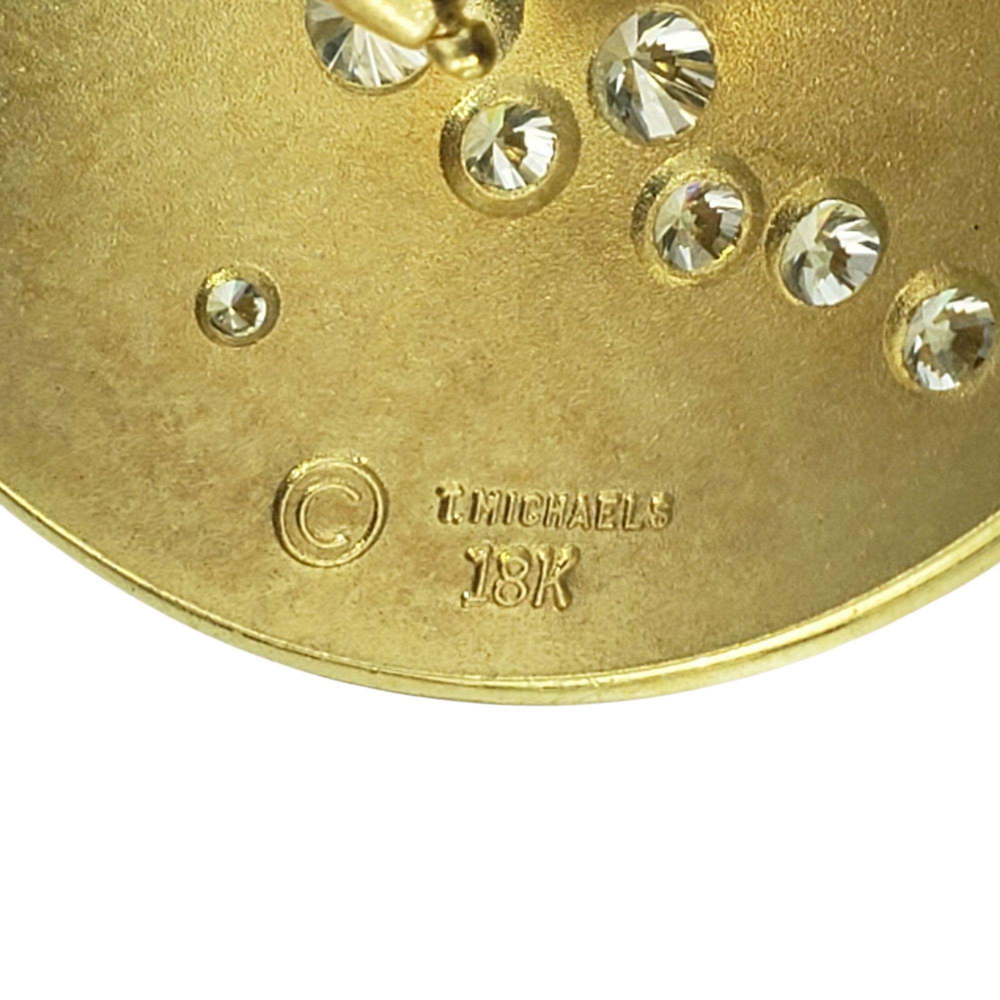 18 Karat Yellow Gold and Diamond Shield Earrings #21975 In Good Condition For Sale In Washington Depot, CT