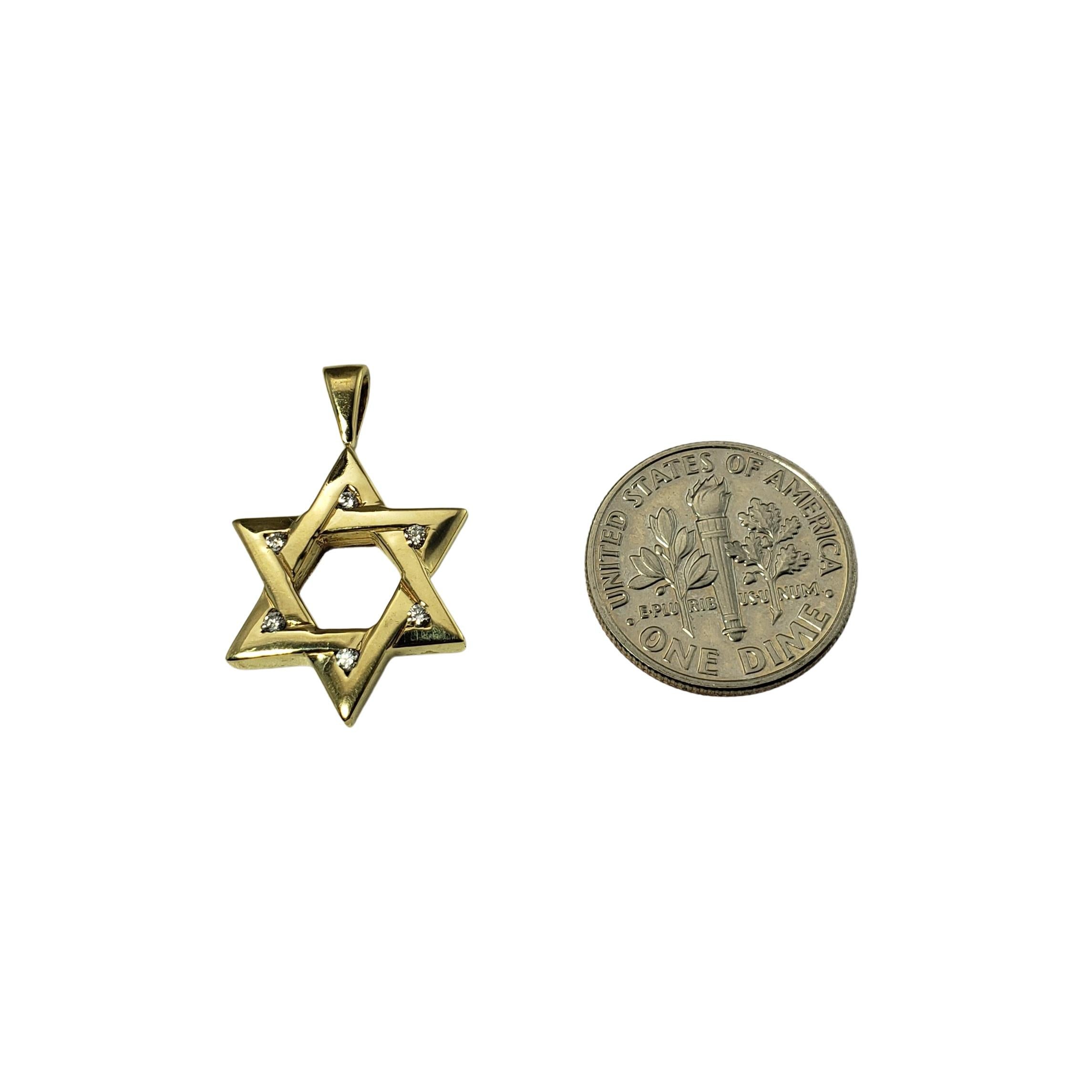 Round Cut 18 Karat Yellow Gold and Diamond Star of David Pendant