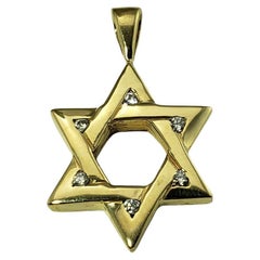 18 Karat Yellow Gold and Diamond Star of David Pendant