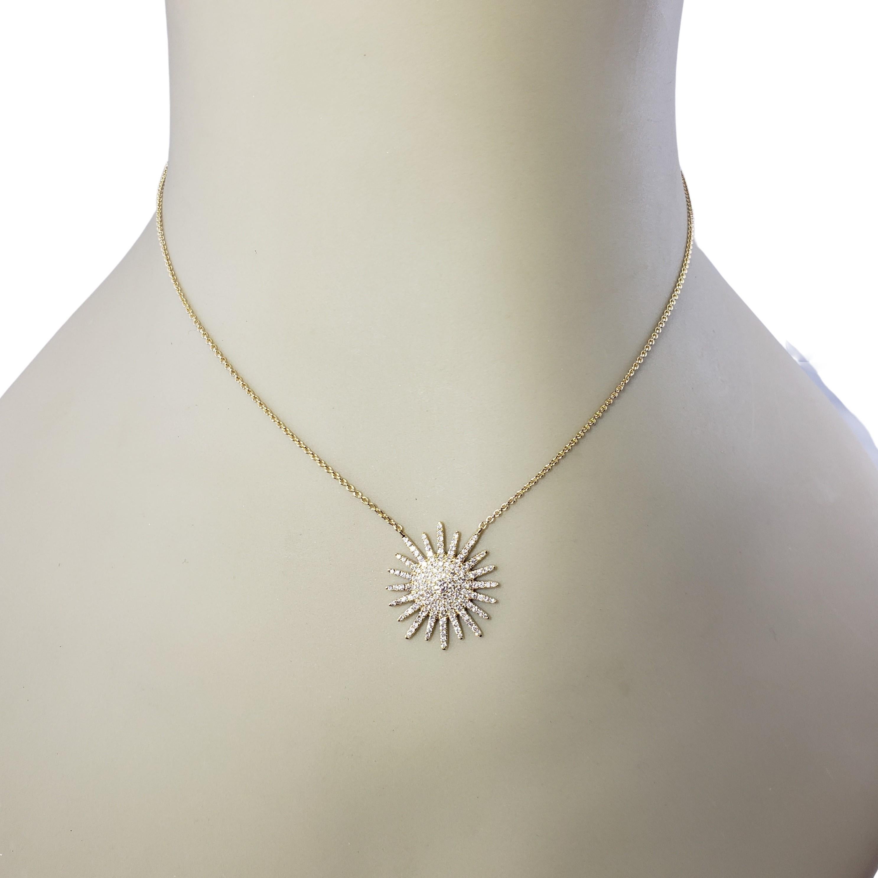 18 Karat Yellow Gold and Diamond Starburst Pendant Necklace For Sale 2
