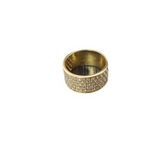 18 Karat Yellow Gold and Diamond Wide Band Ring Size 8 #17618