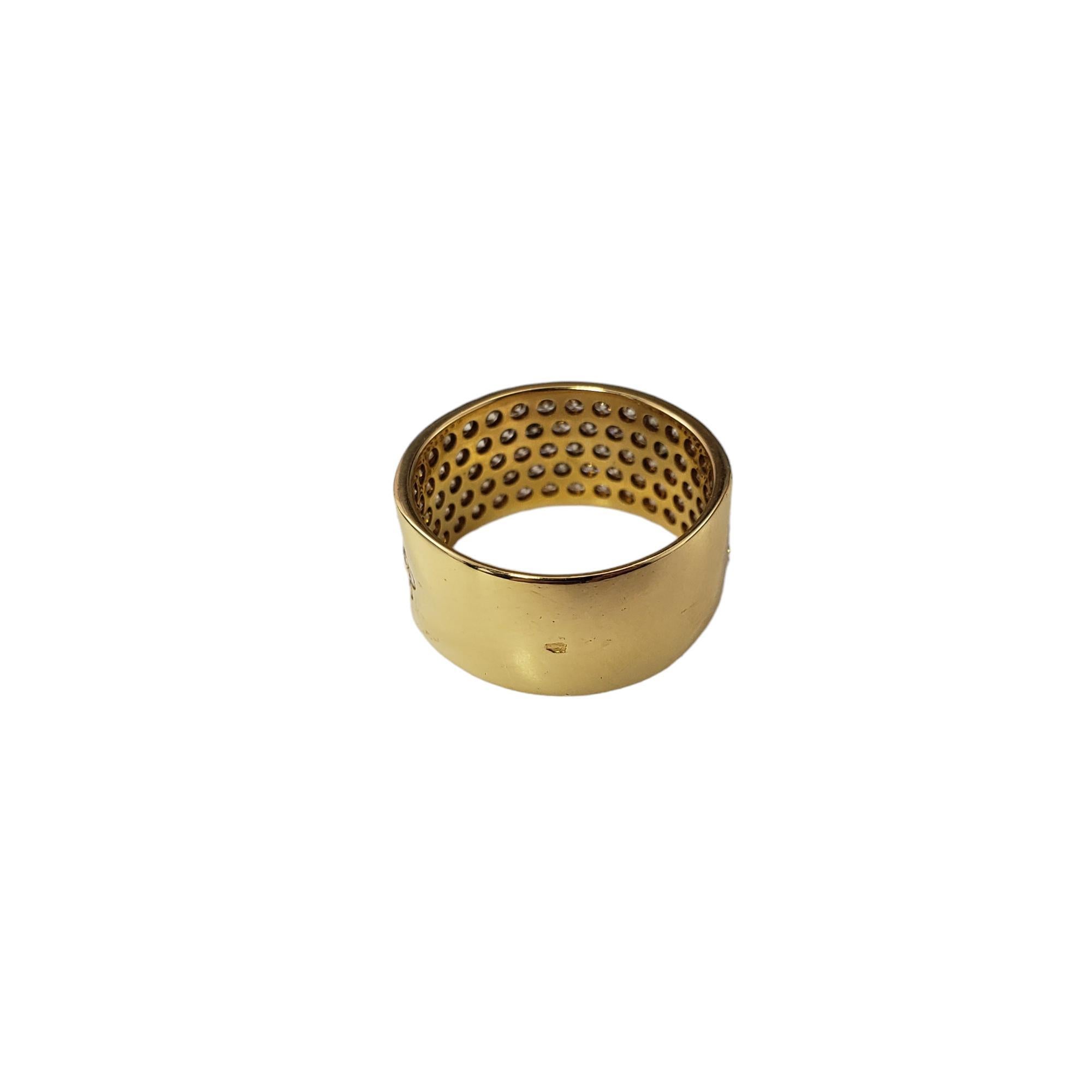 18 Karat Yellow Gold and Diamond Wide Band Ring Size 8 #17618 In Good Condition For Sale In Washington Depot, CT