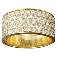 18 Karat Yellow Gold and Diamond Wide Band Ring Size 8 #17618
