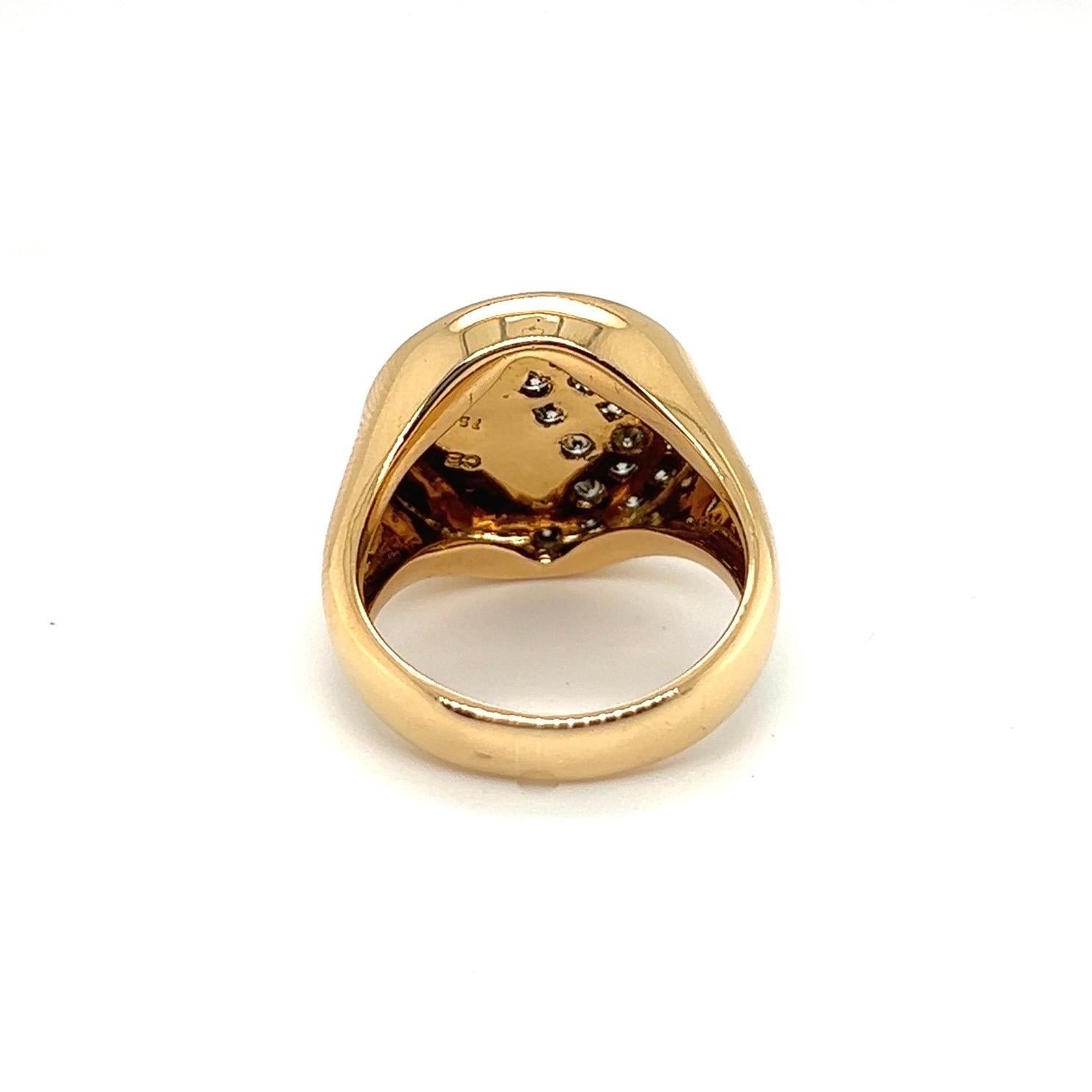 Women's or Men's 18 Karat Yellow Gold and Diamond Yin and Yang Cocktail Ring