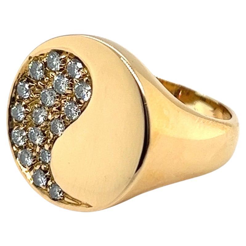 18 Karat Yellow Gold and Diamond Yin and Yang Cocktail Ring
