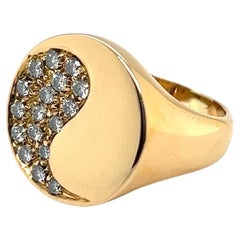 Bague cocktail Yin and Yang en or jaune 18 carats et diamants