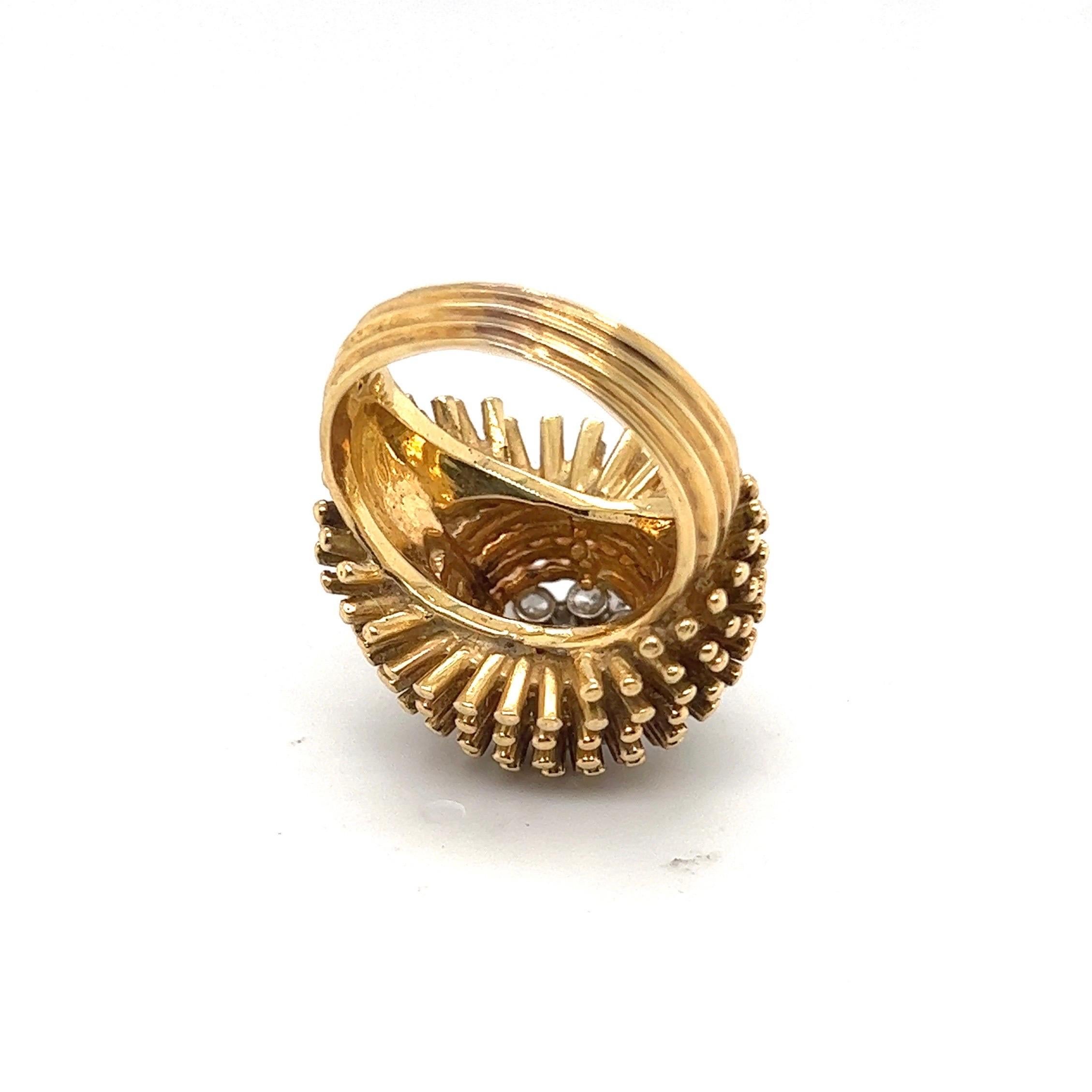 Brilliant Cut 18 Karat Yellow Gold and Diamonds Cocktail Ring by Kutchinsky, 1965