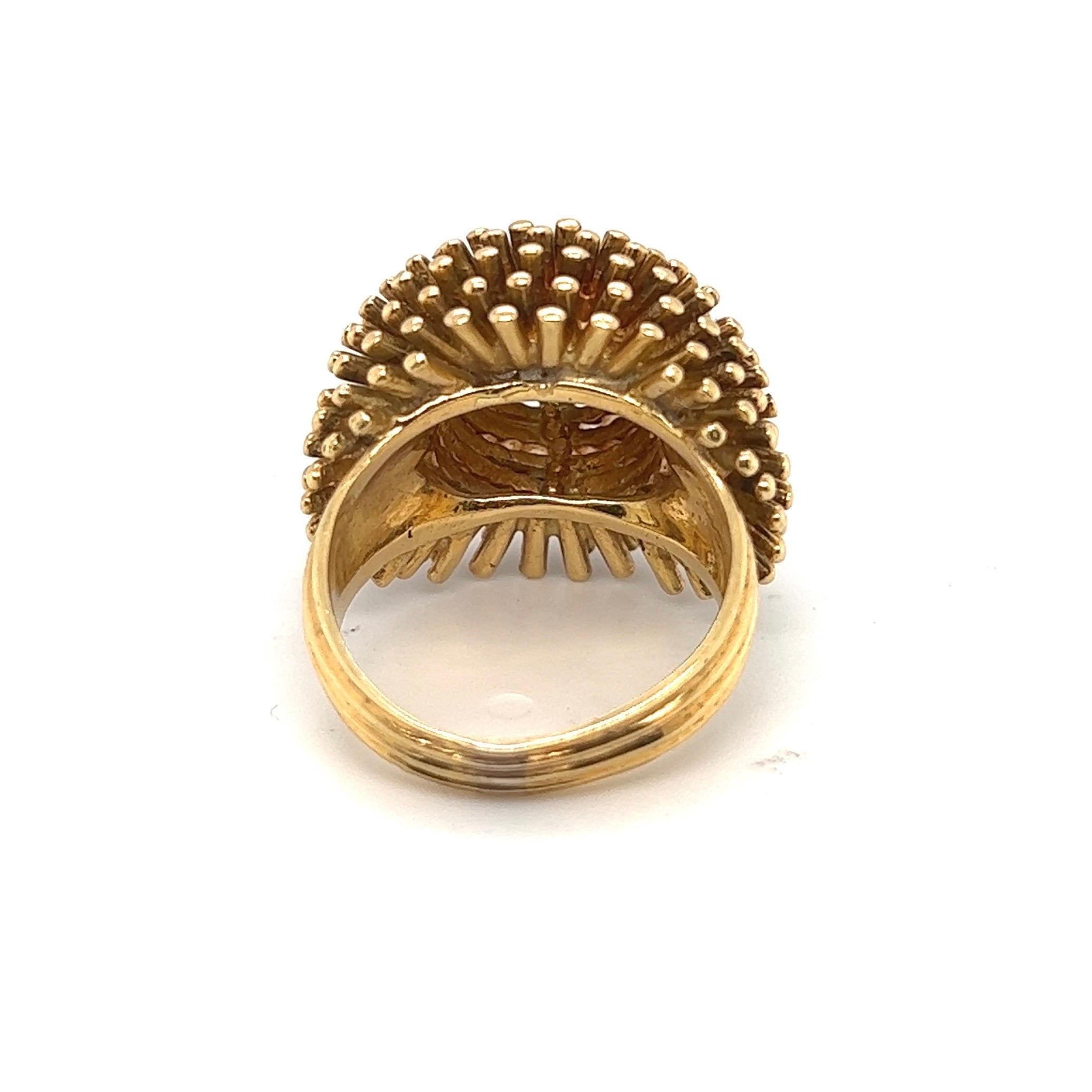 18 Karat Yellow Gold and Diamonds Cocktail Ring by Kutchinsky, 1965 In Good Condition In Zurich, CH