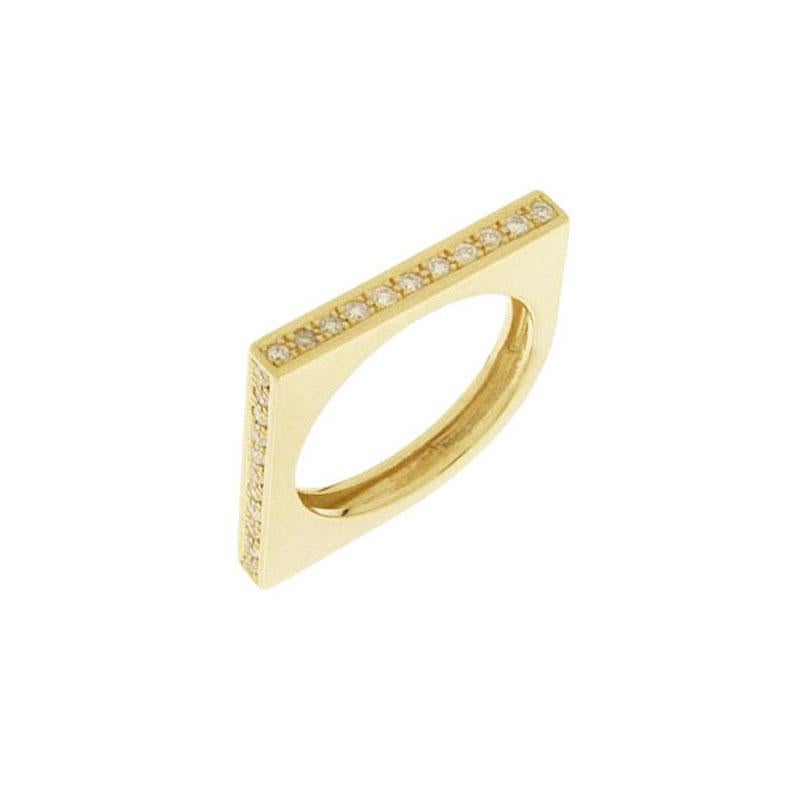 Round Cut Modern Diamond Band in 18 Karats Yellow Gold Stackable Wedding Ring For Sale